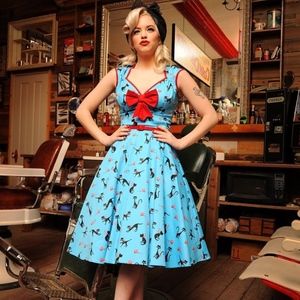 Pinup Couture Black Cat Heidi Dress GUC Small